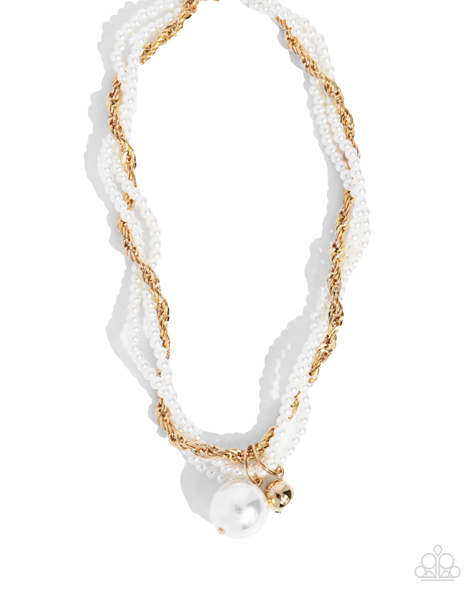 Pearly Perspective - Gold White Pearl Short Necklace – Sugar Bee