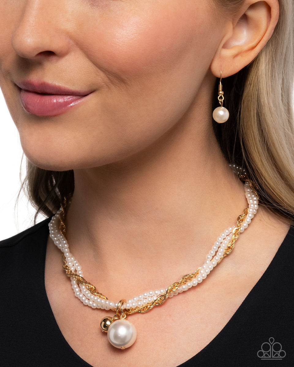 ★(Gouden Prins！)クリアツァボライト 6.8ミリ珠ブレス① Pearly Perspective - Gold White Pearl Short Necklace – Sugar Bee