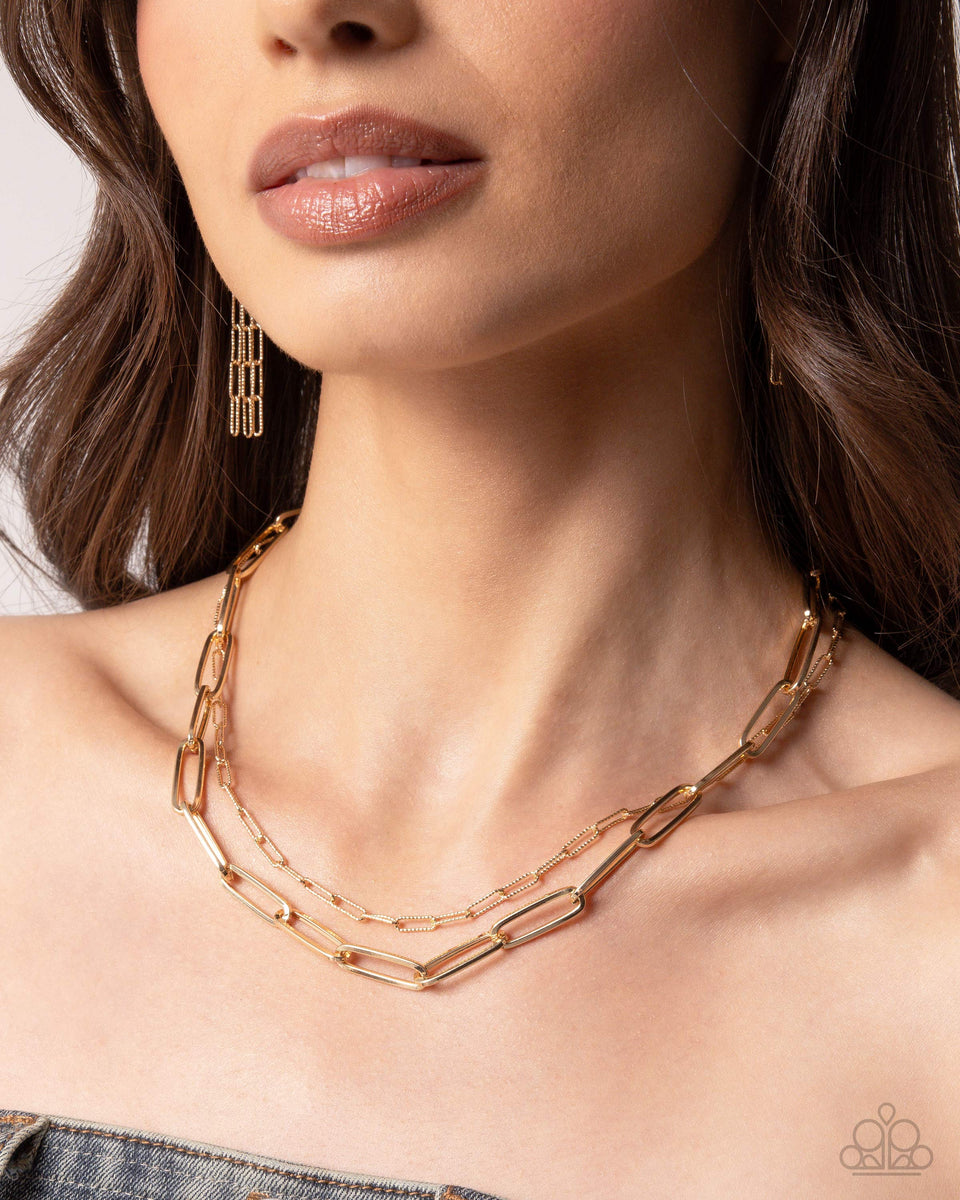 Complete Look - Monochromatic Matinee Gold Chain Necklace and