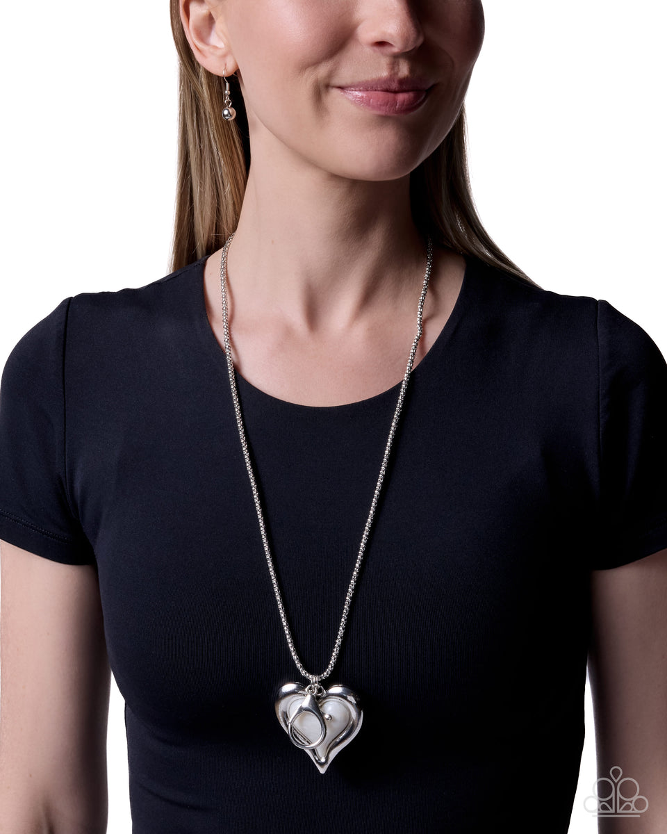 Heartfelt Hardware - White Heart Silver Lanyard Necklace – Sugar