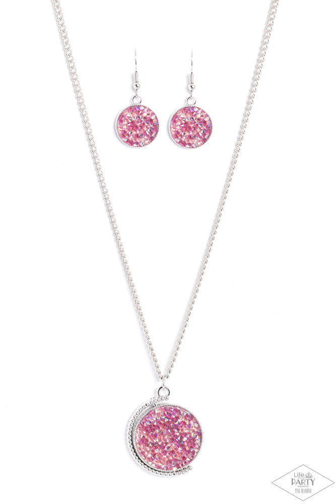 Paparazzi Super Mom Pink Necklace & Earring Set