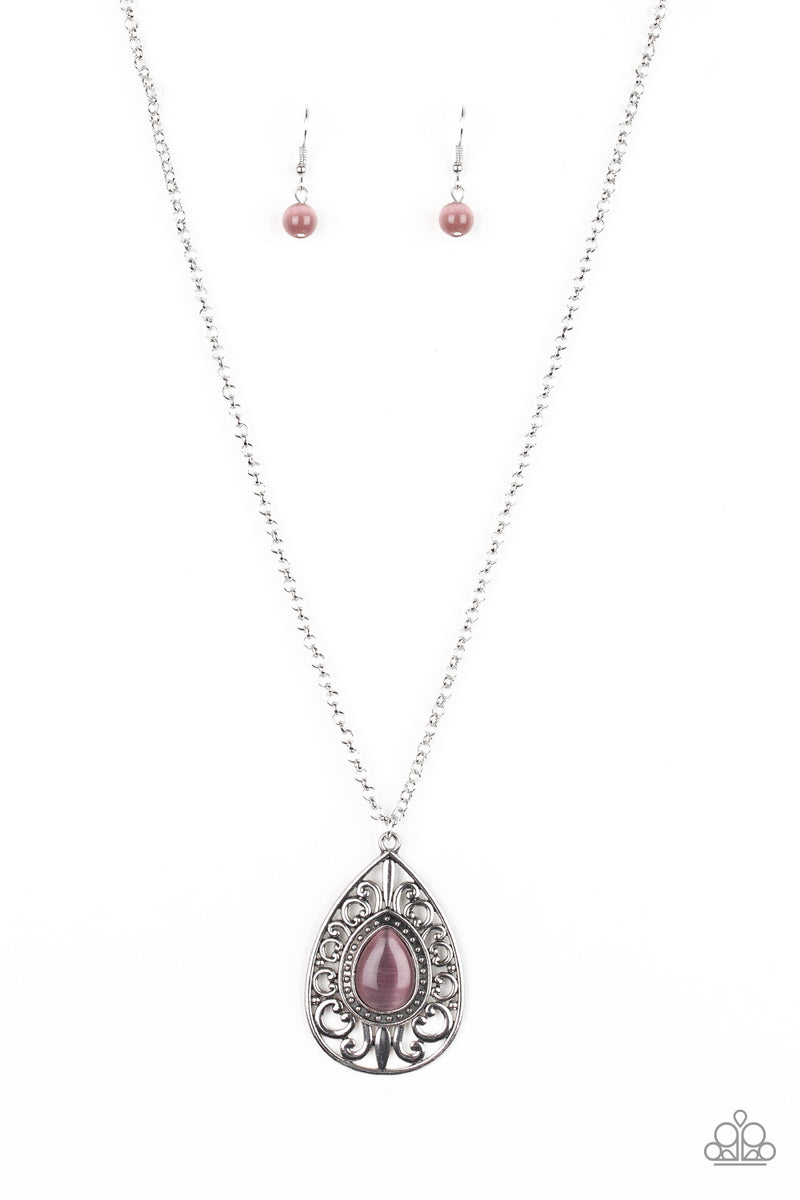 Modern Majesty Purple Moonstone Silver Necklace Paparazzi