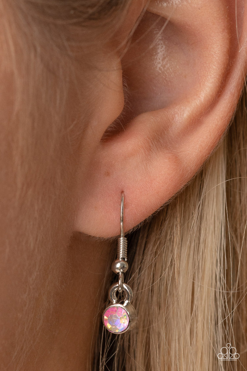 Blissfully Bubbly Pink and Iridescent Rhinestone Silver Circle