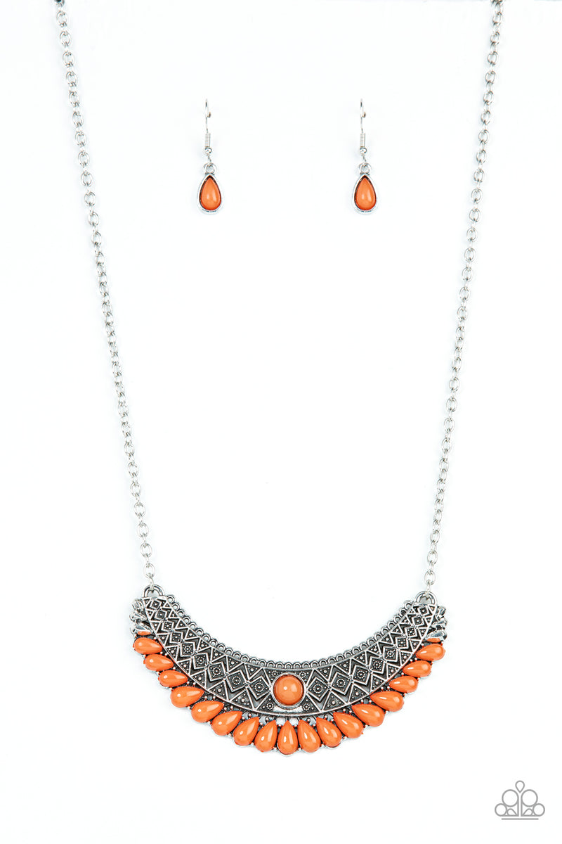 Paparazzi orange deals seed bead necklace