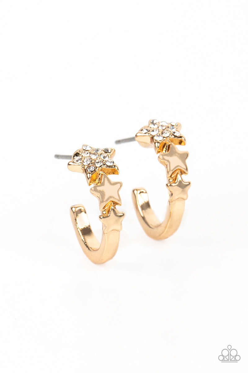 アクセサリー Oyster Hoops Small Starfish Showpiece - Gold Star Rhinestone Tiny Hoop Earrings