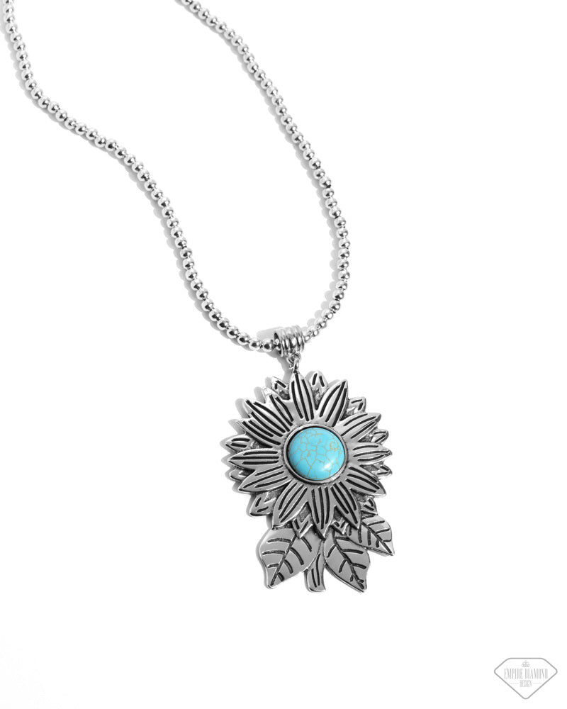 アクセサリー BOB-SUN Sunflower Solstice - Blue Turquoise Silver Flower Short Necklace