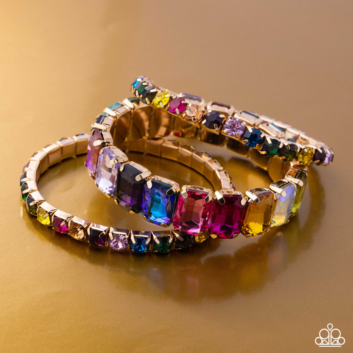 Candescent Color Candescent Caliber - Multi Color Gem Gold Stretchy Bracelet Stack - Br ...