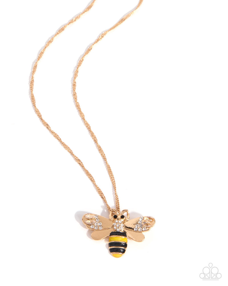 Wanna BEE - Yellow Black Gold Bee Short Necklace - Exclusive