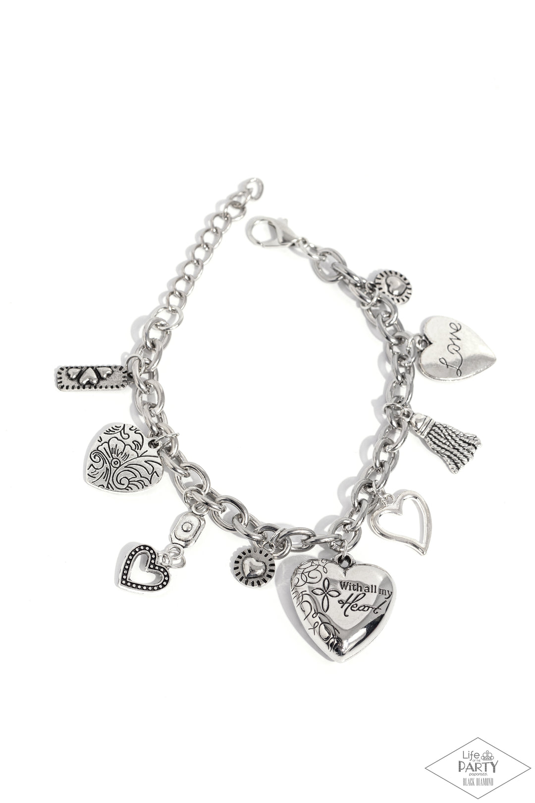 Seize The Day Sterling Silver Charm - Pave Heart Bracelet Charm With Cubic Zirconia For Women - View #9