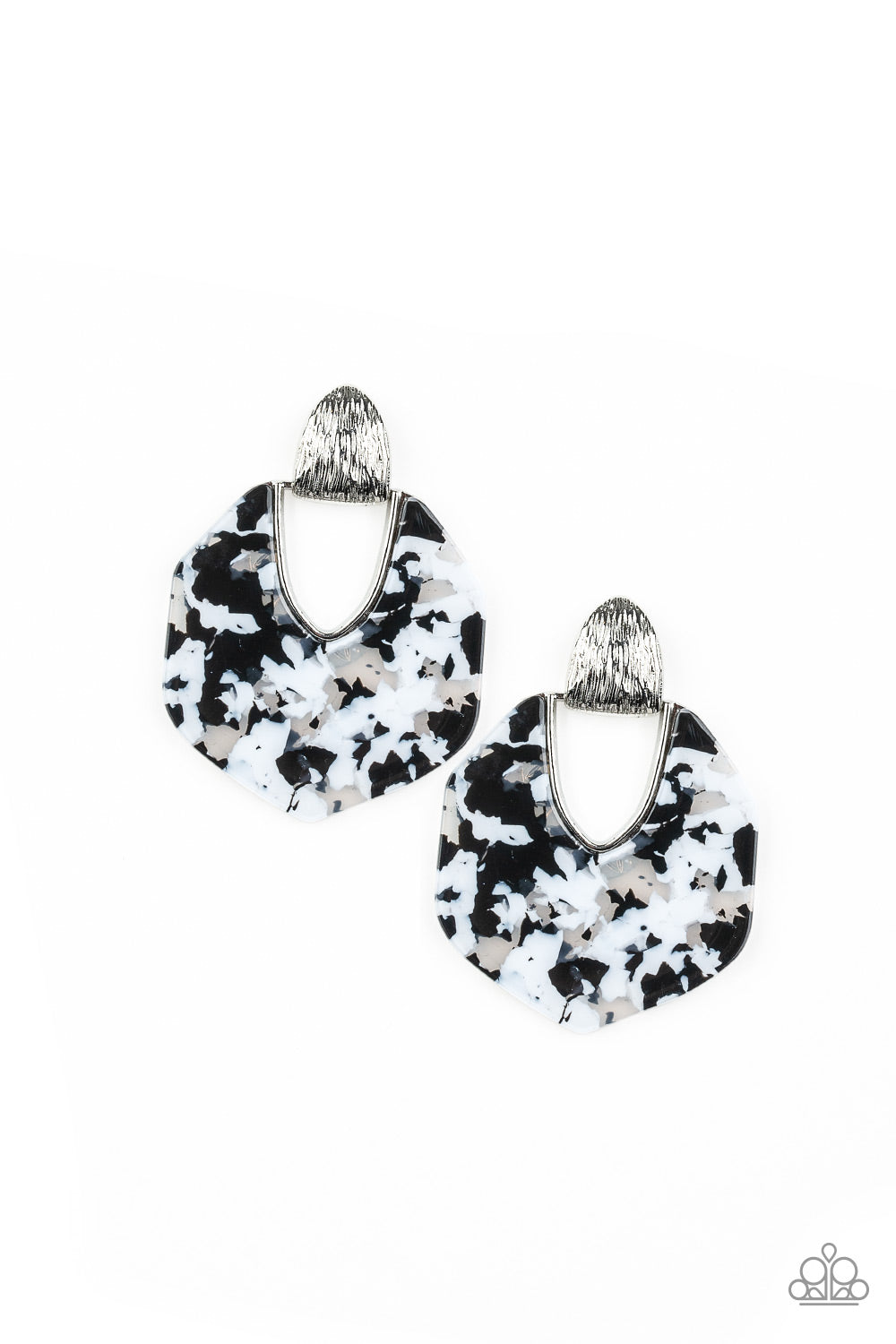 My Animal Spirit White and Black Acrylic Silver Post Earrings