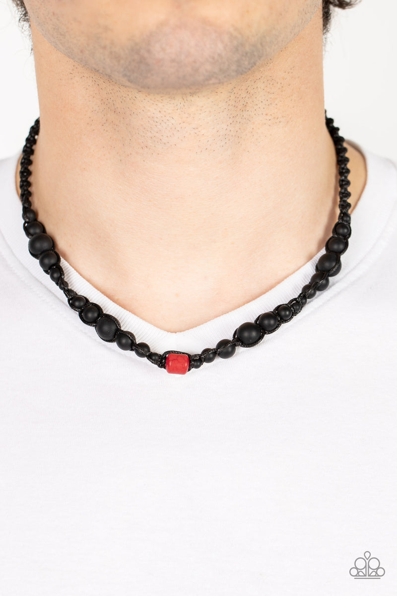 Boldly Bodacious - Red and Black Stone Cord Urban Necklace – Sugar Bee ...