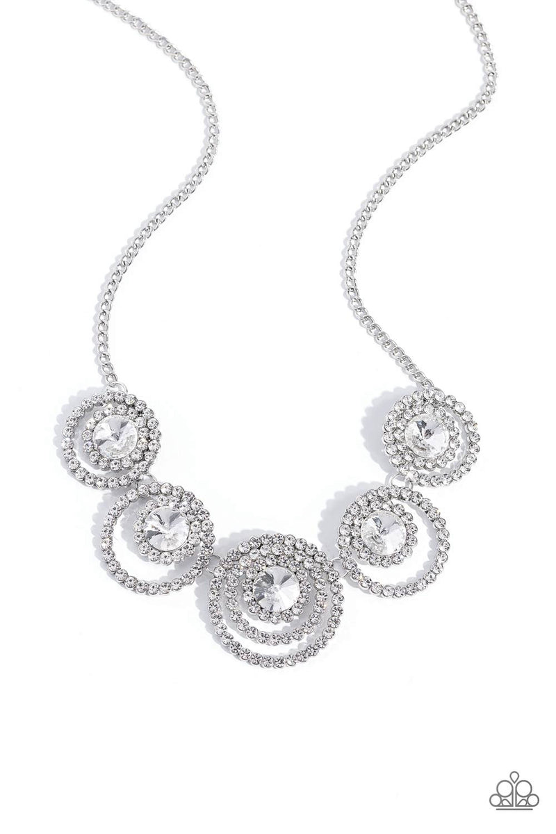 Dramatic Darling - White Rhinestone Silver Short Necklace – Sugar Bee ...