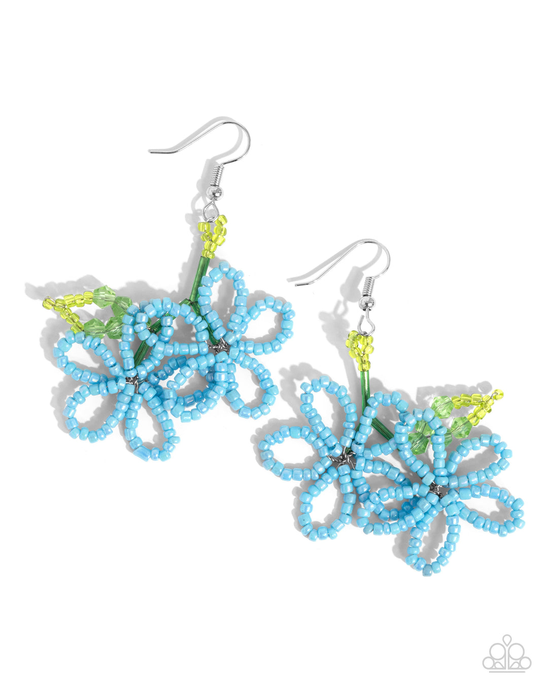 Beaded Blooms - Blue and Green Seed Bead Flower Earrings – Sugar