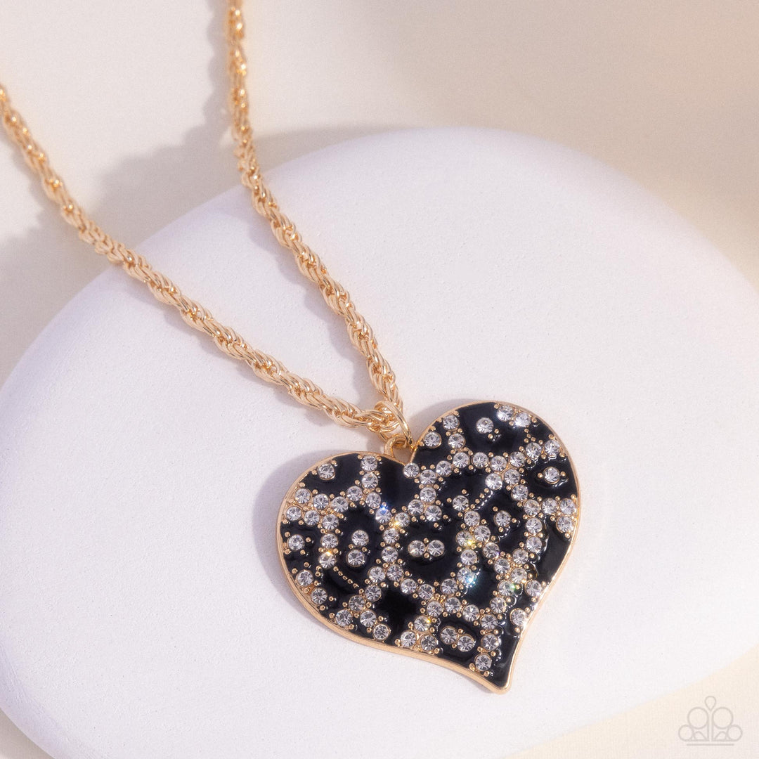 Cheetah Compound - Gold and Black Animal Print Heart Short