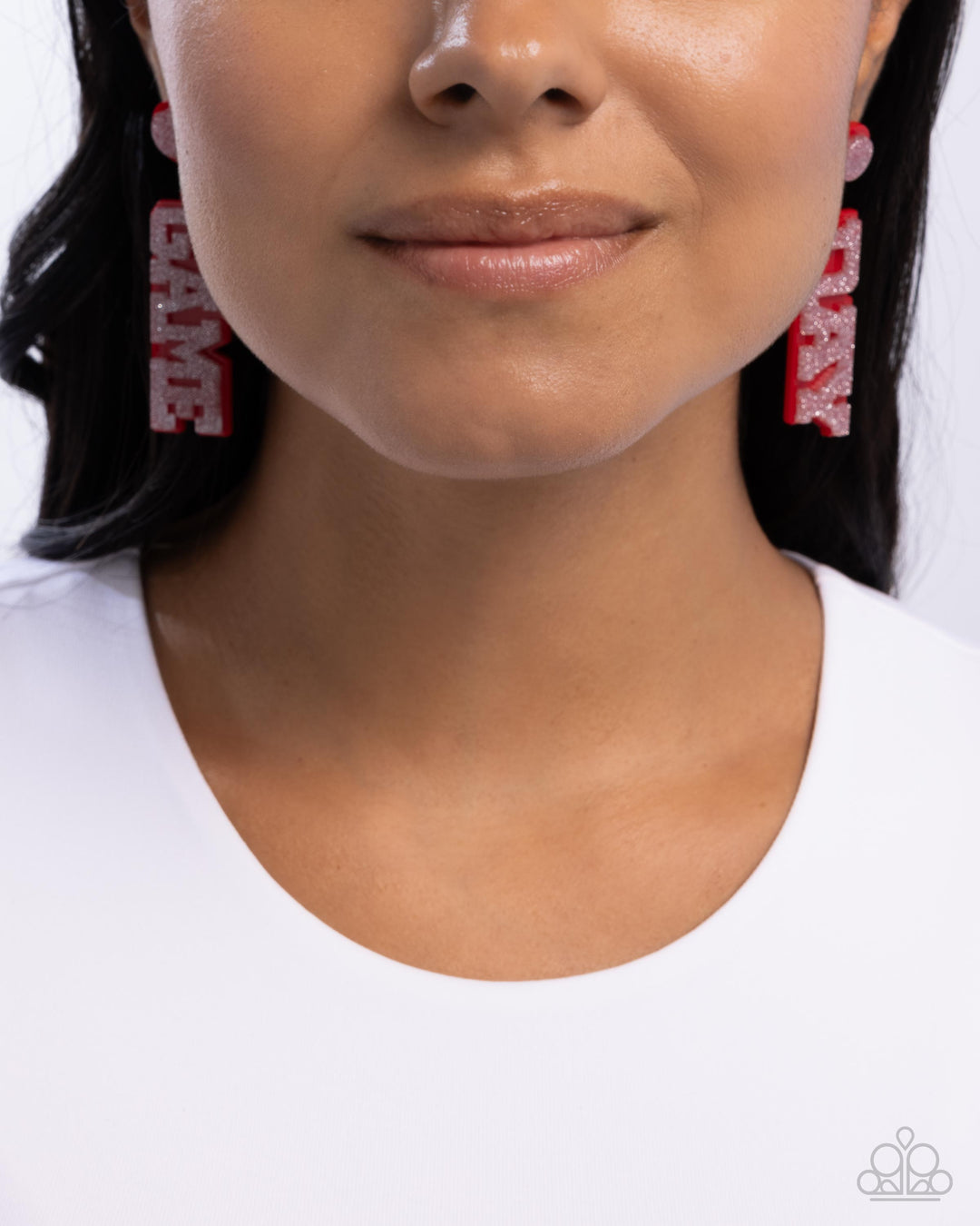 Game Day Hoop Earrings For Women – Football Helmet & Jersey Sport Earrings, Red & Black, Zinc Alloy - View #10