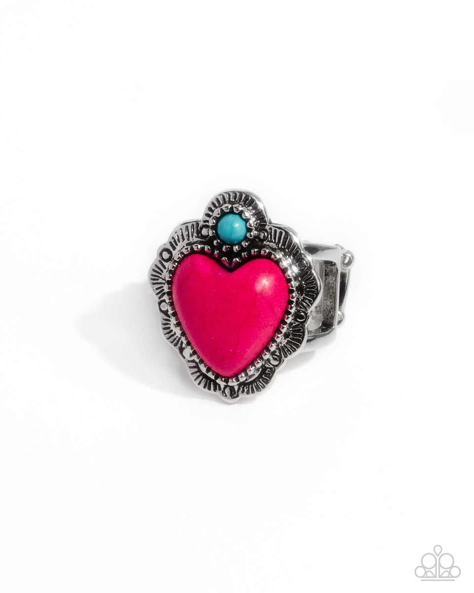 Texas Ranger - Pink Stone Heart Turquoise Silver Ring – Sugar Bee Bling ...