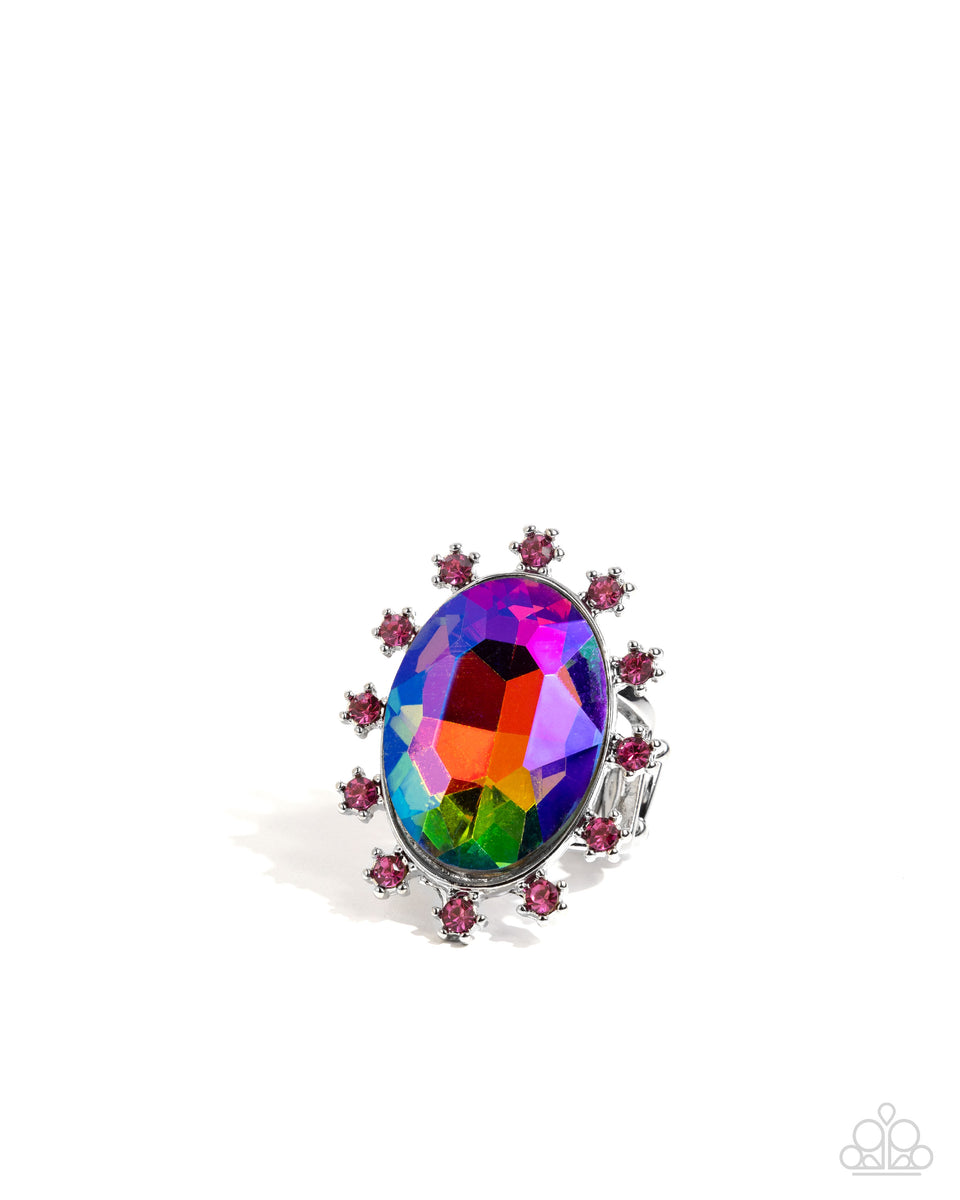 Make a Sound - Pink Star Rhinestone Oil Spill Gem Silver Ring – Sugar ...