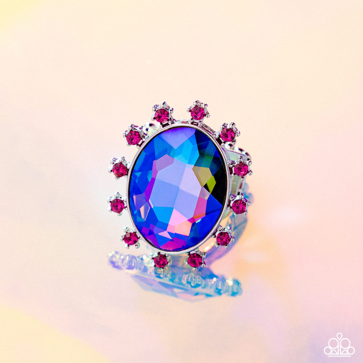 Make a Sound - Pink Star Rhinestone Oil Spill Gem Silver Ring – Sugar ...