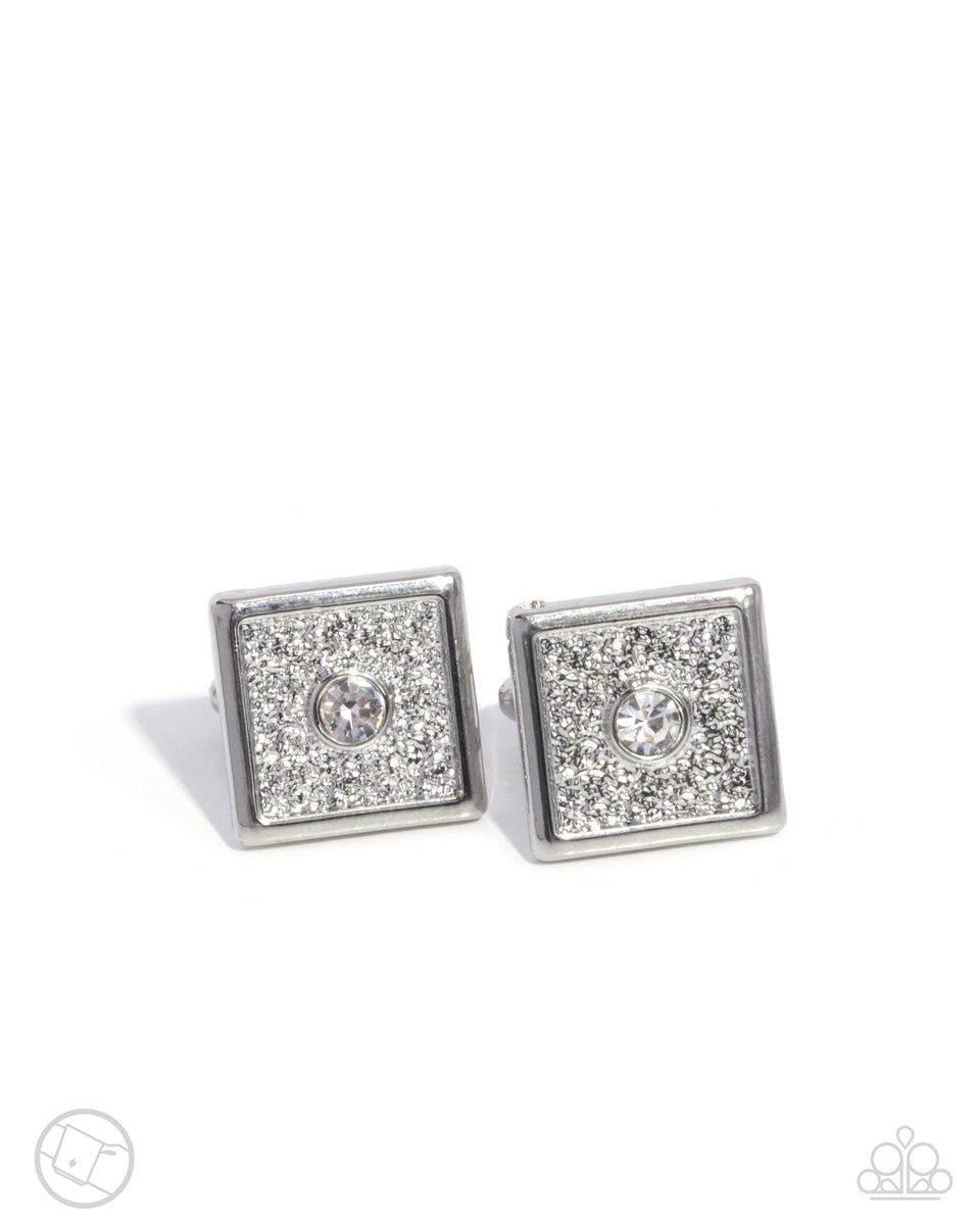 Dear Dazzle - White Rhinestone Silver Square Cuff Links – Sugar Bee ...