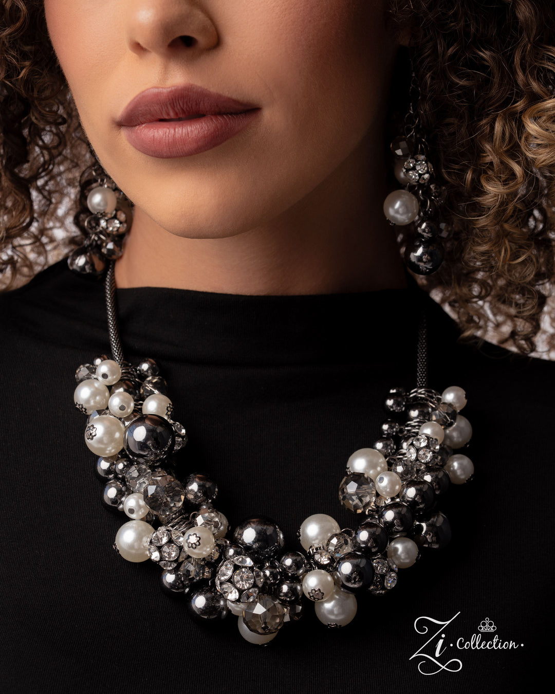 Mischievous - Black Gunmetal White Pearl Zi Necklace - 2025 Zi