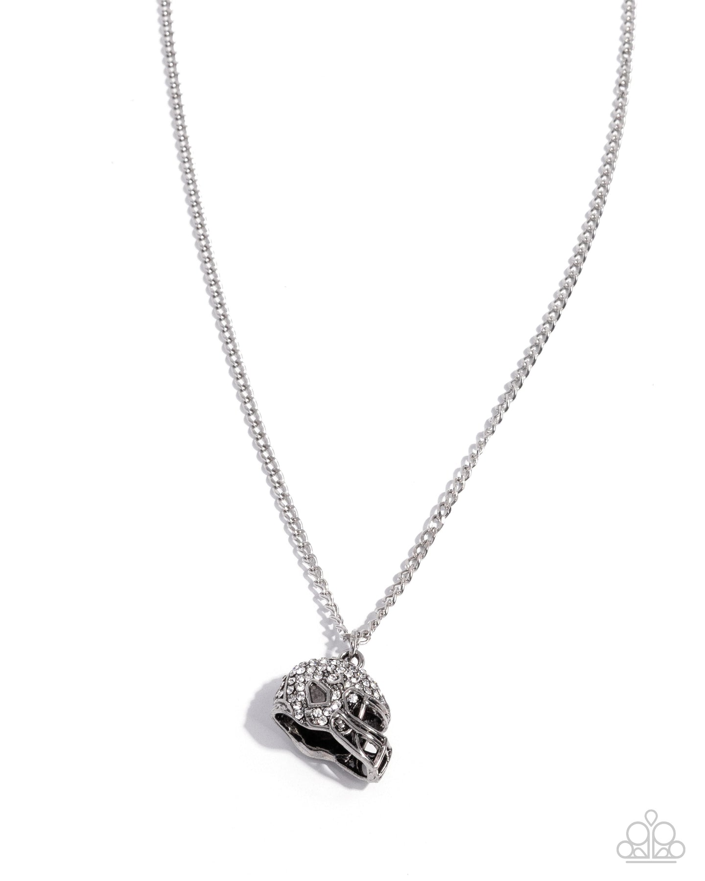 blingy football helmet images Quarterback Chic - White Rhinestone Football Helmet Sports Short Necklace