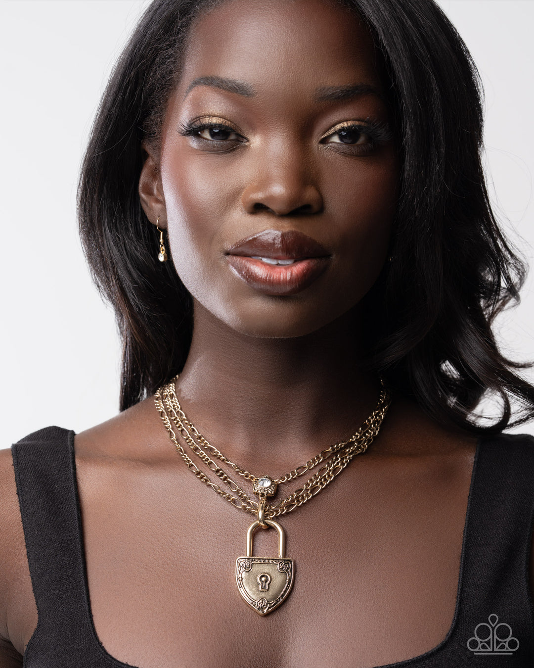 LOCK Show - Gold Padlock Layered Chain Short Necklace – Sugar Bee