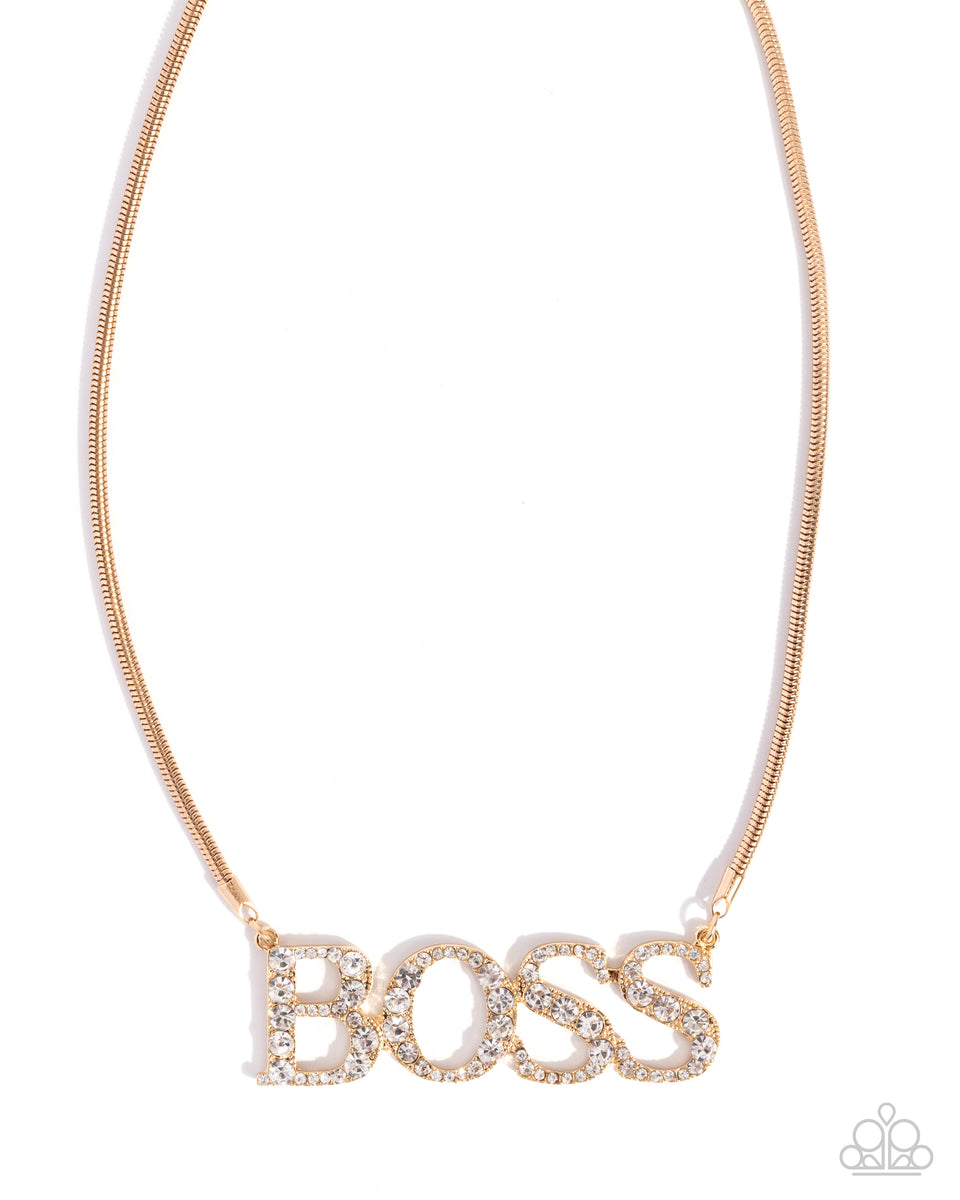 Final Boss - Gold White Rhinestone BOSS Short Necklace – Sugar Bee ...
