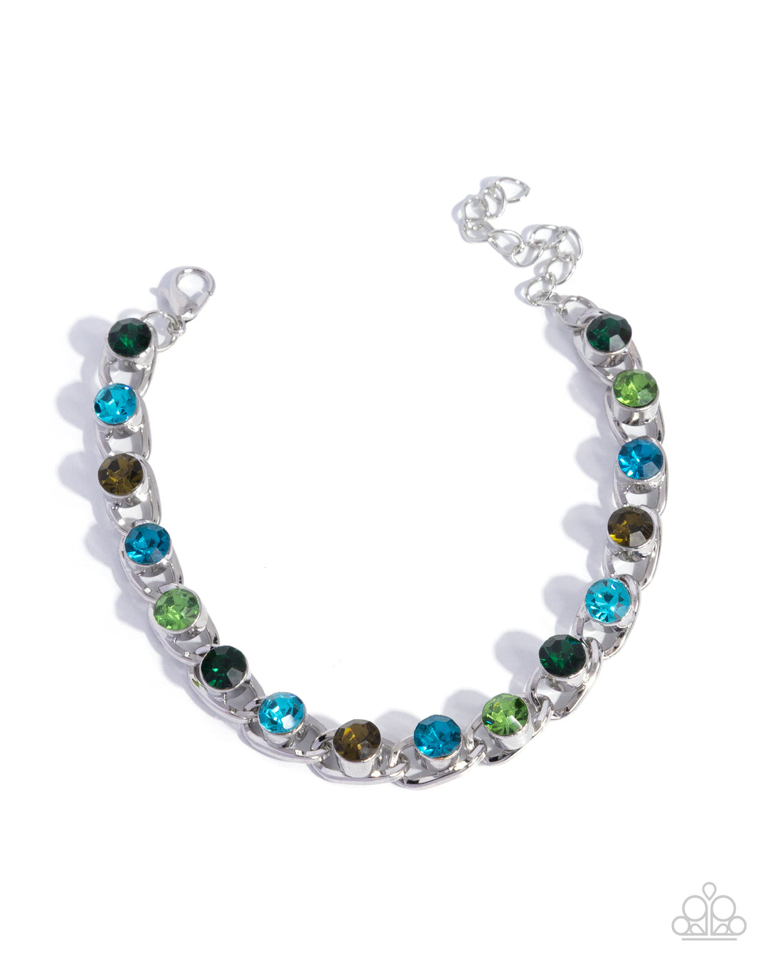 Flashy Finesse - Green and Blue Gem Silver Bracelet – Sugar Bee