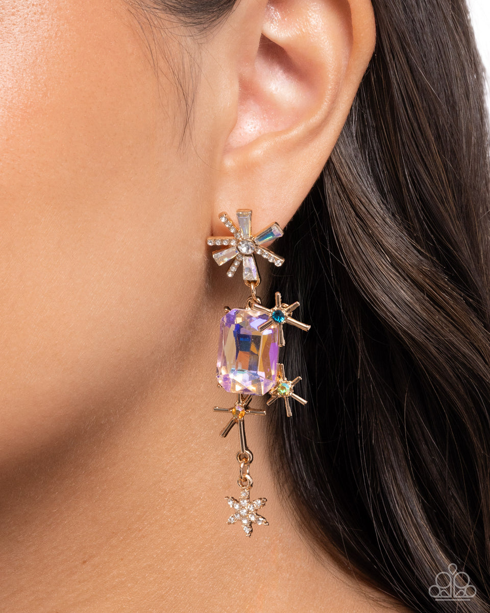 Cosmic Catch - Multi Gem Gold Sunburst Star Post Earrings – Sugar Bee ...