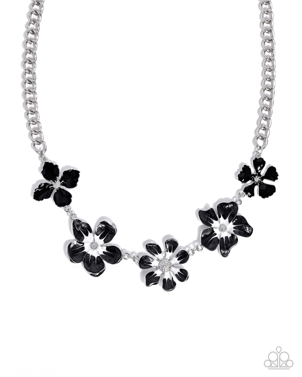 Constant Color - Black Flower Silver Short Necklace – Sugar Bee Bling ...