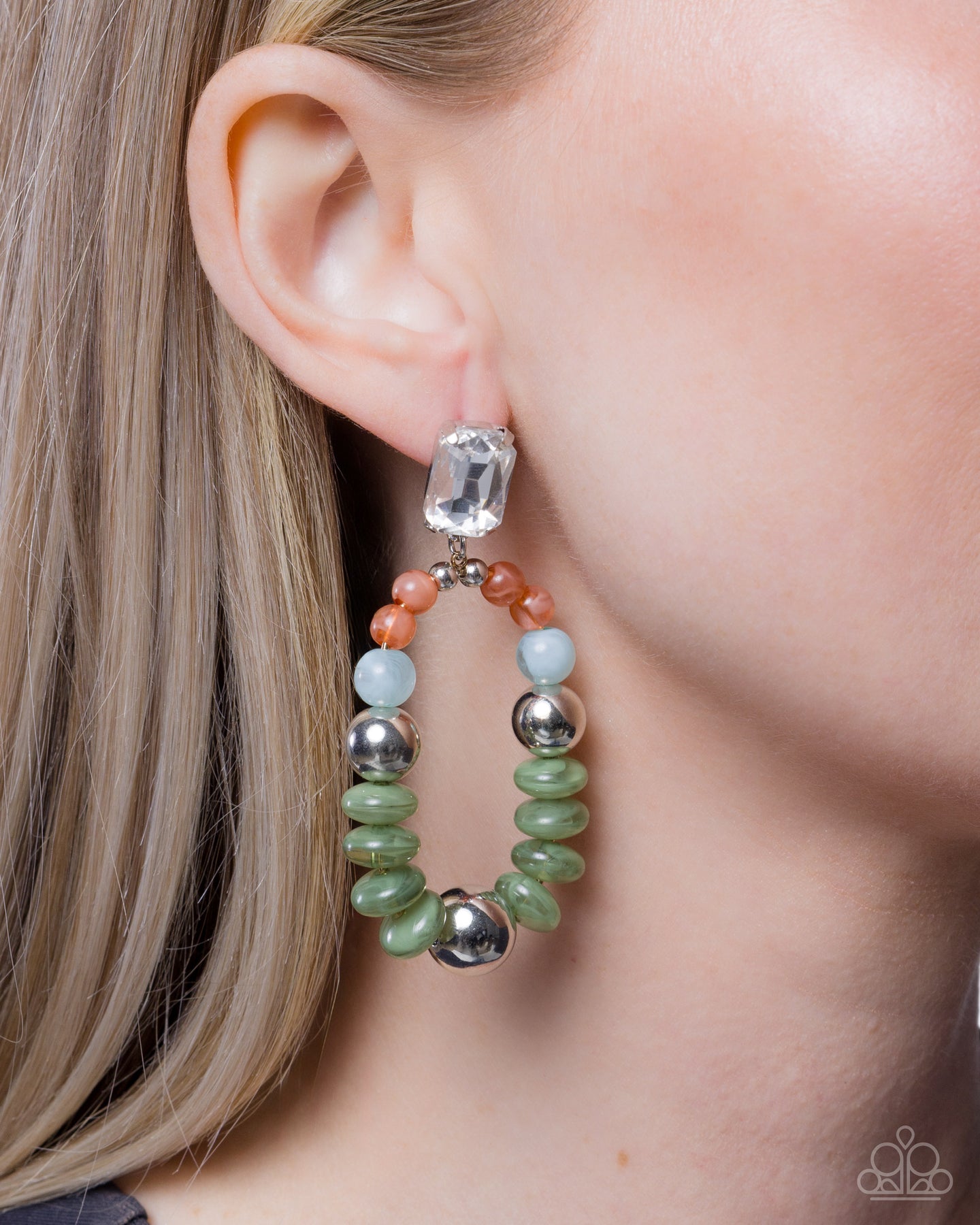 Cosmopolitan Color Cosmopolitan Color - Green White Coral Stone Silver Post Earrings ...