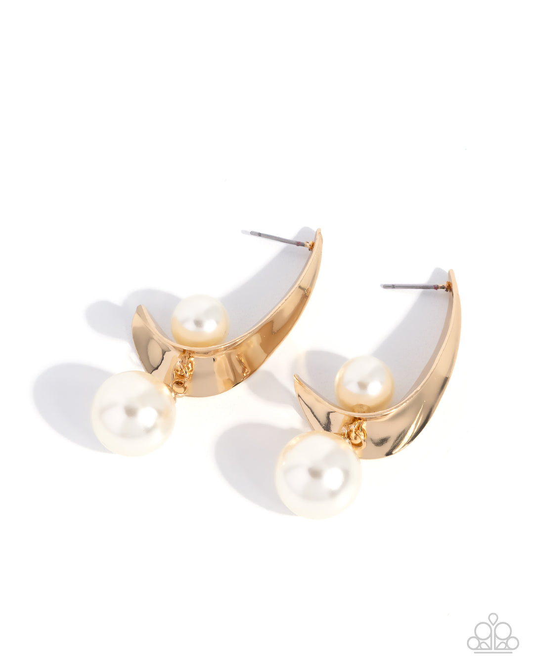 Poised Peek - Gold Hoop White Pearl Earrings – Sugar Bee Bling
