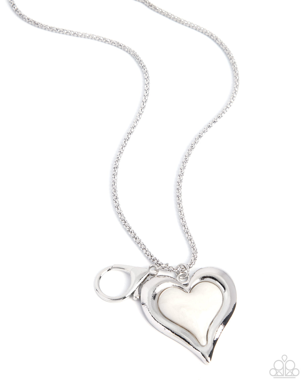 Heartfelt Hardware - White Heart Silver Lanyard Necklace – Sugar