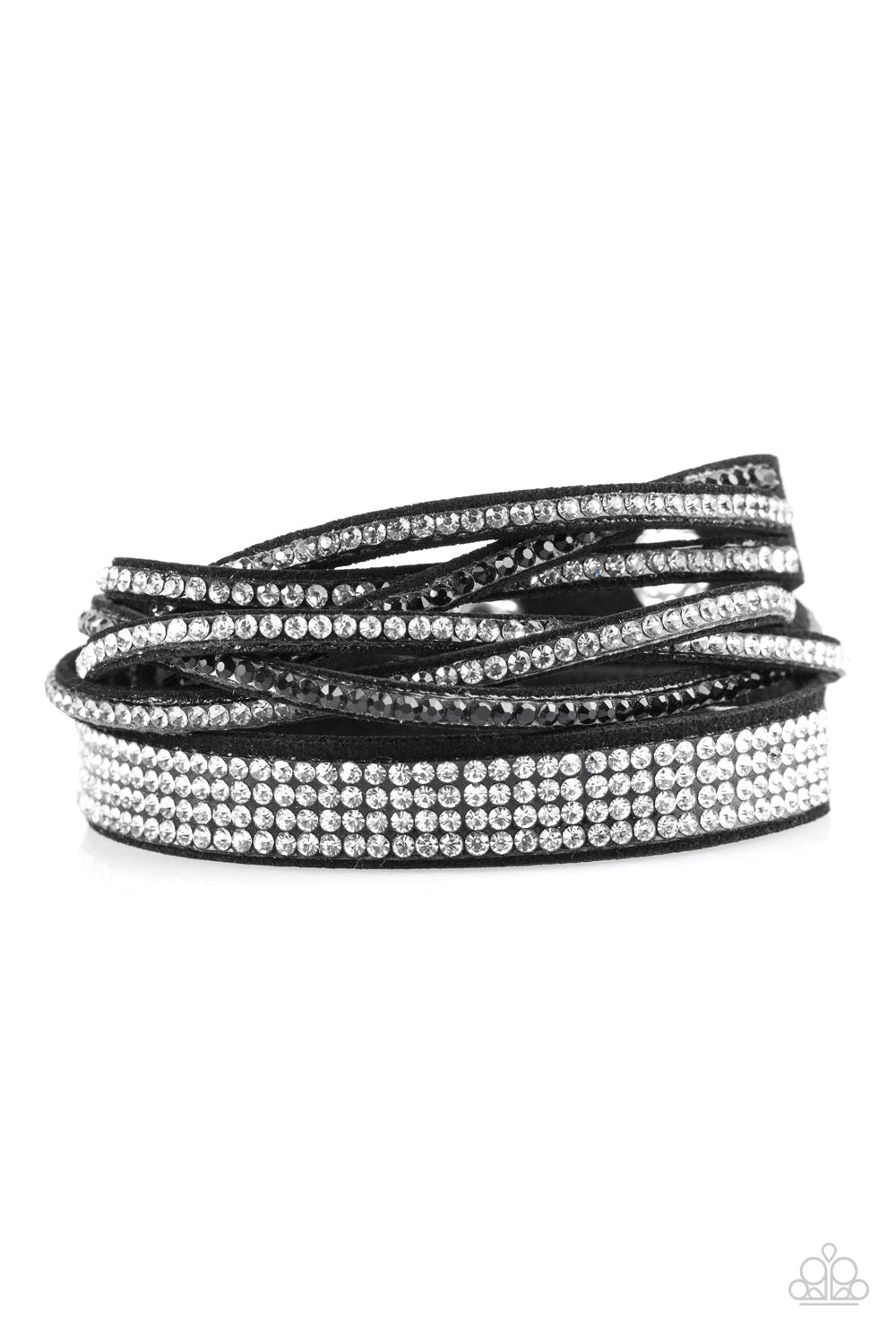 Rhinestone Double Wrap Snap Bracelet