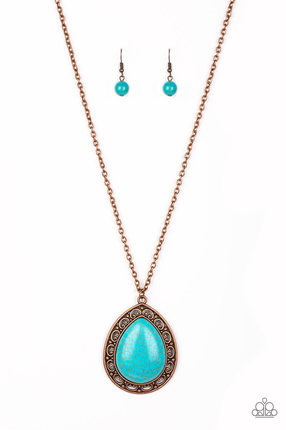Turquoise Stone Paparazzi Copper And Turquoise Necklace Copper And