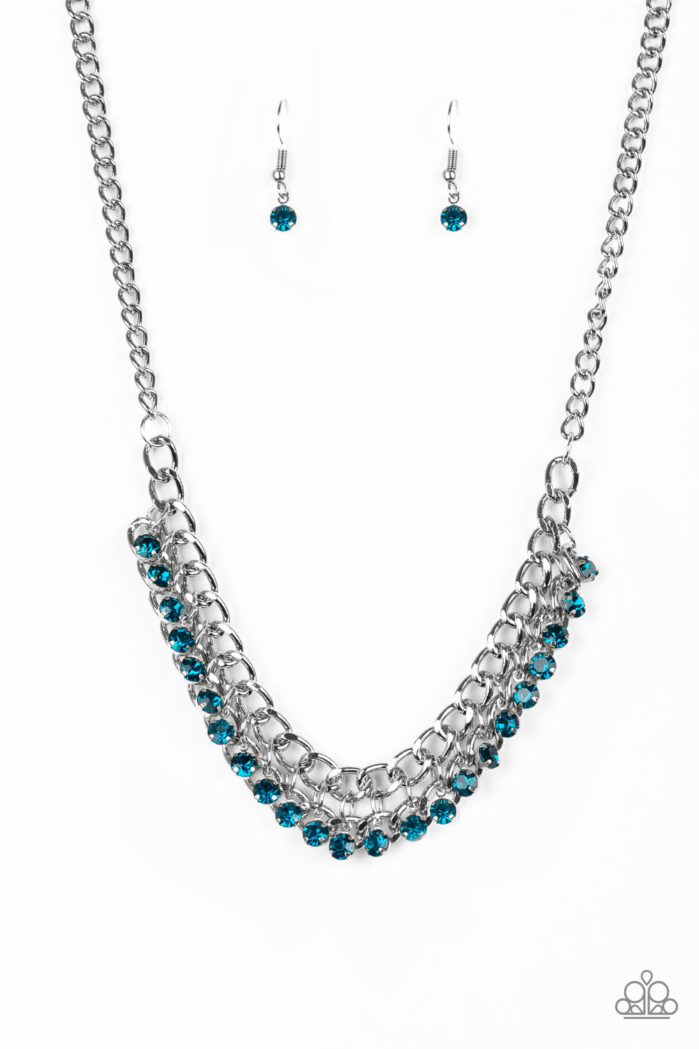 Front and CENTERED - Blue Rhinestone Necklace - Chic Jewelry Boutique