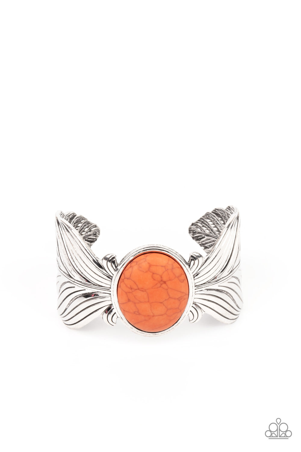 Silver and Orange orders Stone Cuff Bracelet +