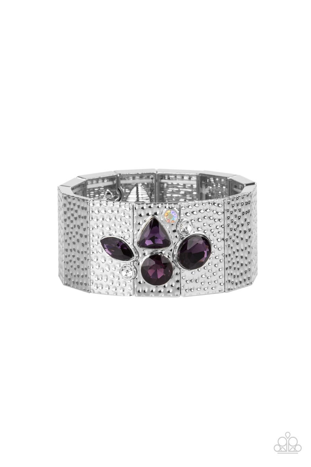 Flickering Fortune Purple Gem Iridescent Rhinestone Silver