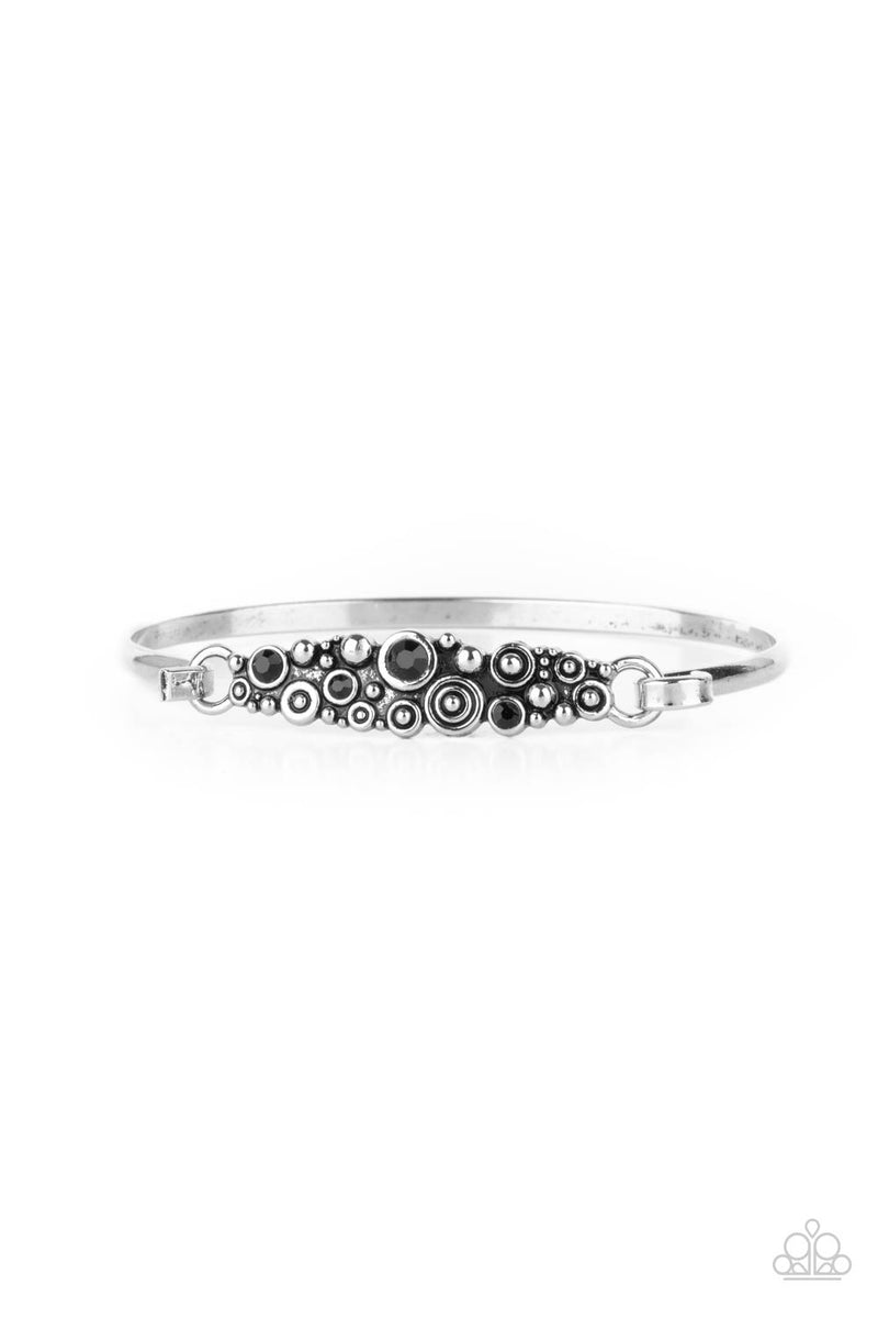 Bubbling Whimsy - Black Rhinestone Silver Bangle Bracelet - Paparazzi ...