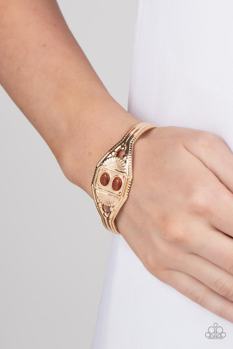 Aztec Allure - Gold Brown Glittery Bead Cuff Bracelet – Sugar Bee Bling ...
