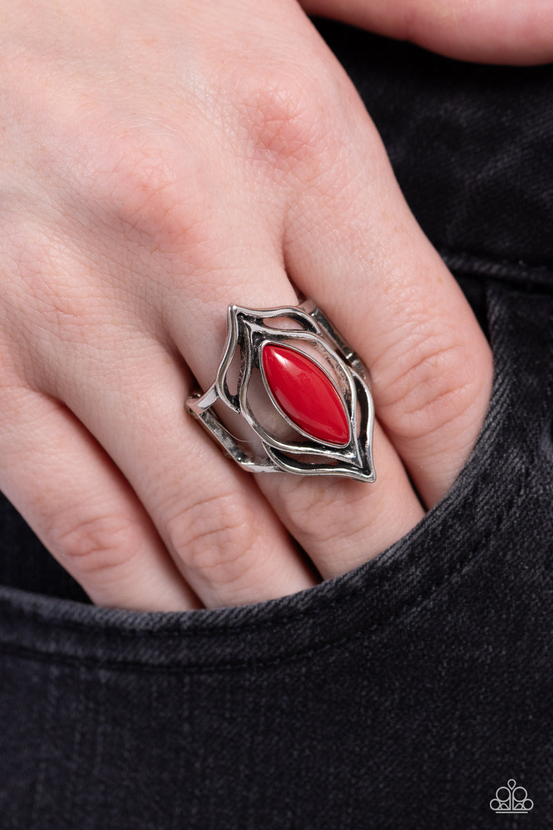 Fearless Fluorescence - Red Stone Silver Ring – Sugar Bee Bling ...