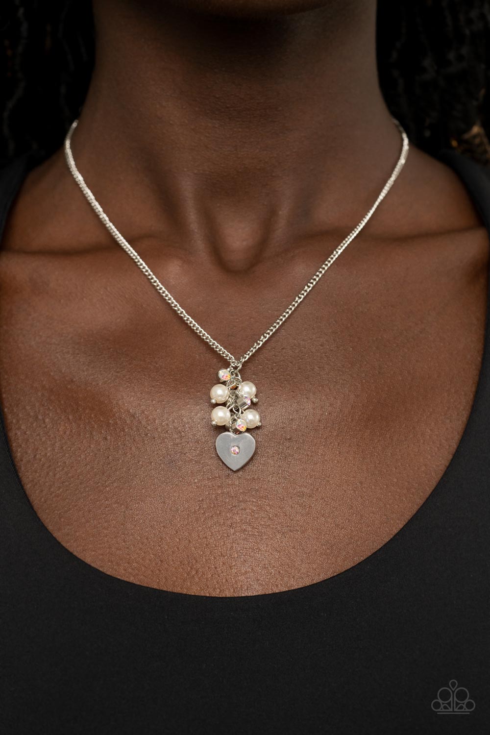 Pop It and LOCKET - Multi Iridescent Rhinestone Silver Heart