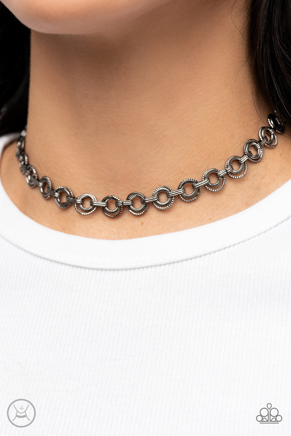 Grit and Grind Black Gunmetal Choker Necklace Paparazzi