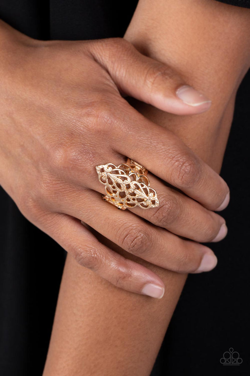 Curled Crown - Gold Filigree Ring – Sugar Bee Bling - Paparazzi Jewelry ...