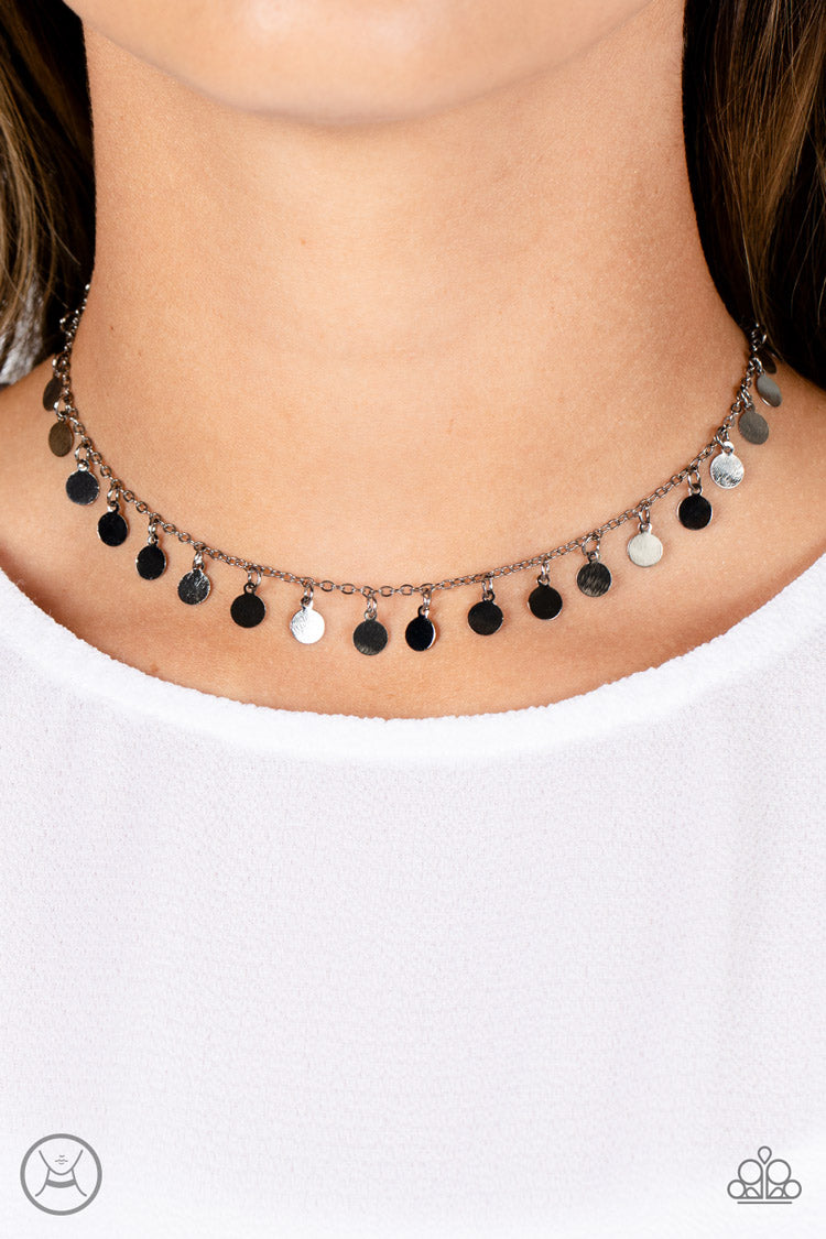 Champagne Catwalk Black Gunmetal Disc Choker Necklace – Sugar