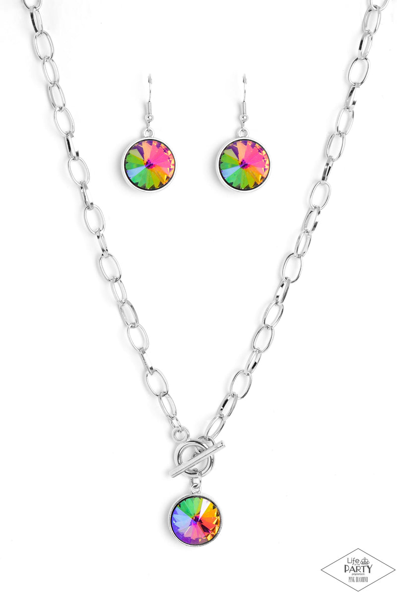 She Sparkles On - Multi UV Gem Silver Short Necklace - Bring Back ...