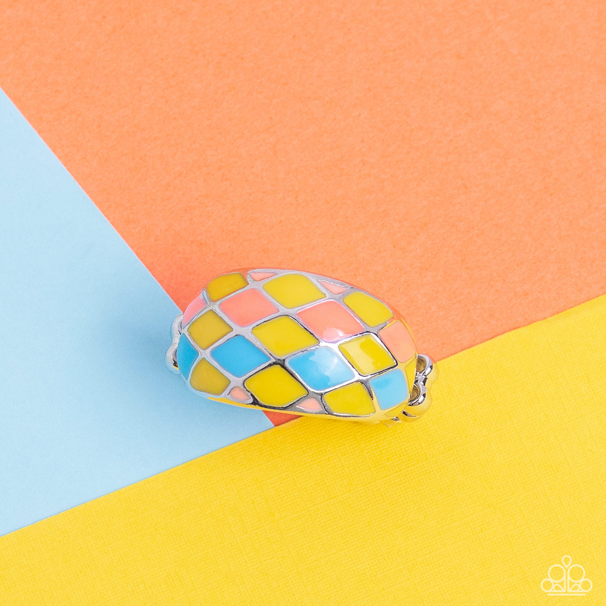 Patchwork Party - Yellow Orange Blue Silver Ring – Sugar Bee Bling ...