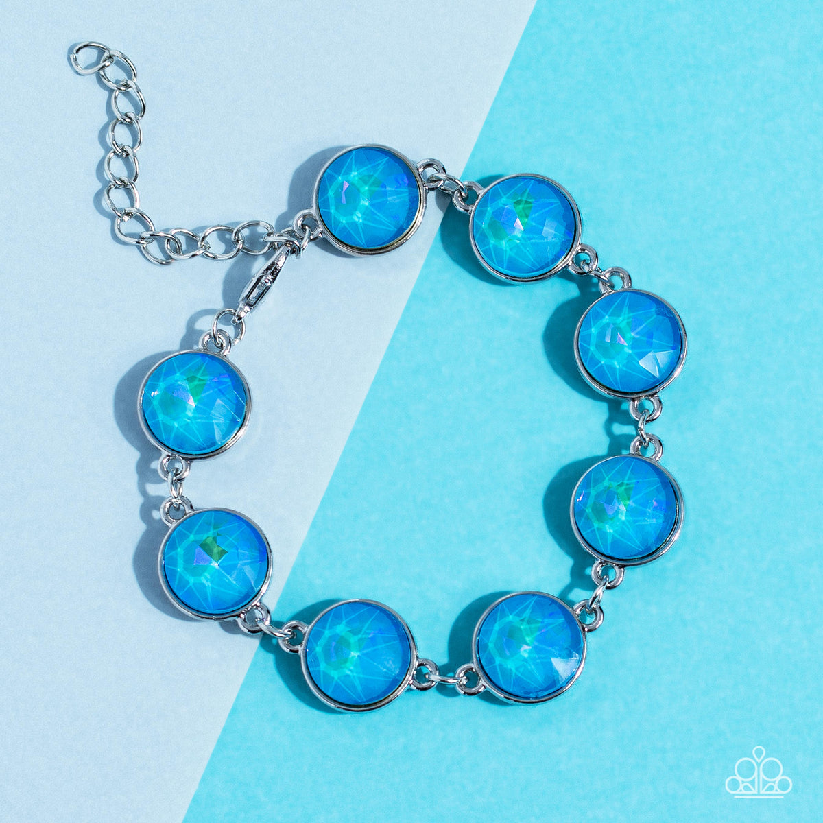 Enchanted Emblems - Blue UV Shimmer Gem Silver Bracelet – Sugar Bee ...