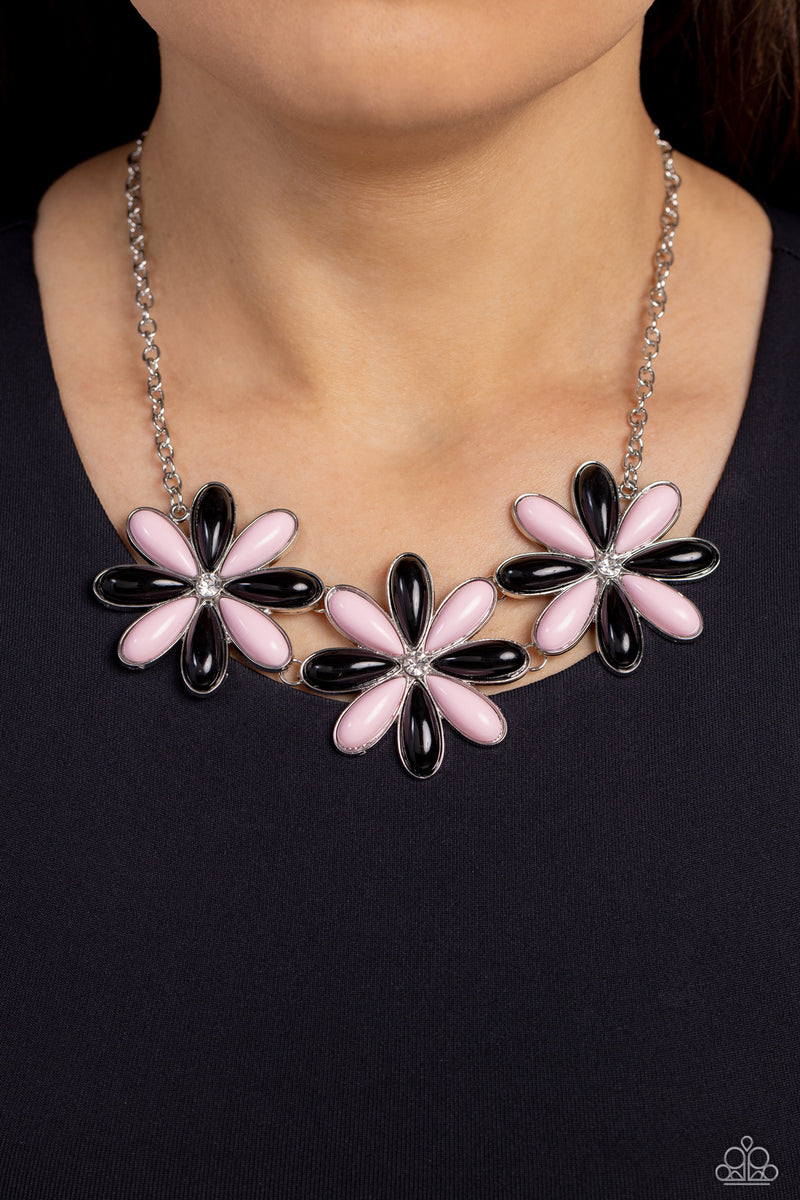 Bodacious Bouquet - Black and Pink Flower Silver Ring – Sugar Bee Bling ...