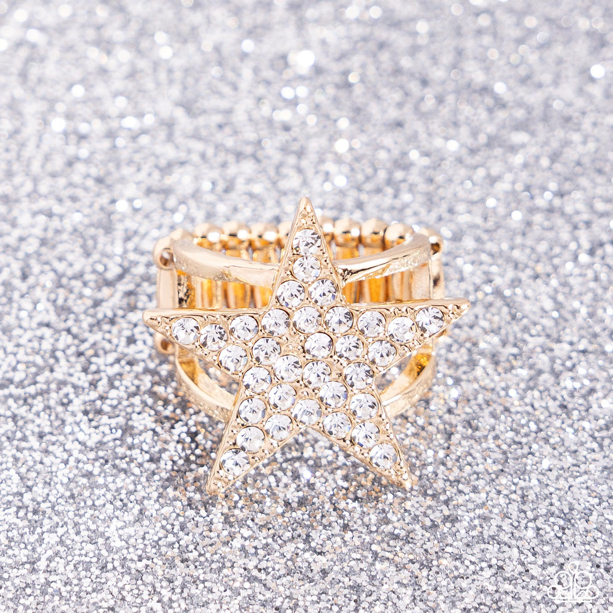 Star Pizzazz - Gold with White Rhinestone Star Ring – Sugar Bee Bling ...